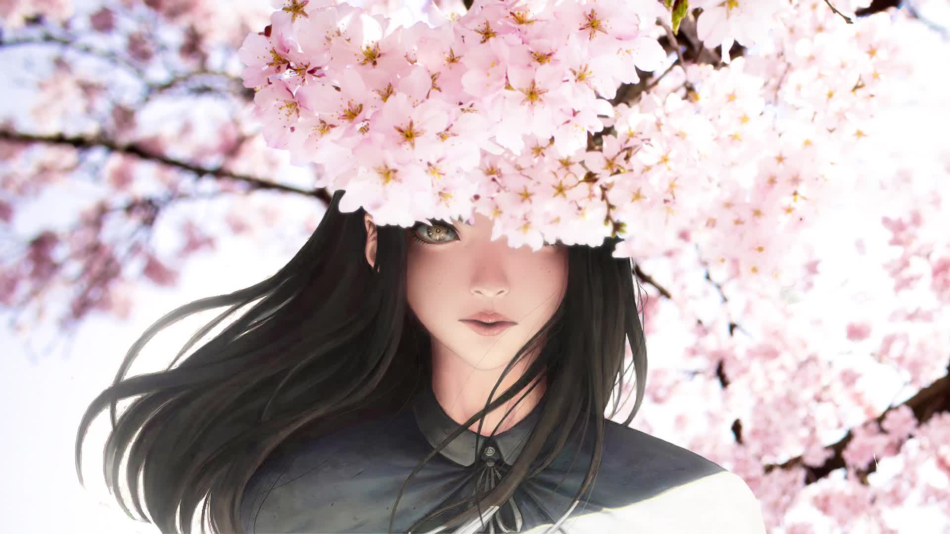 Blossom and Anime Girl Live Wallpaper - Free Download