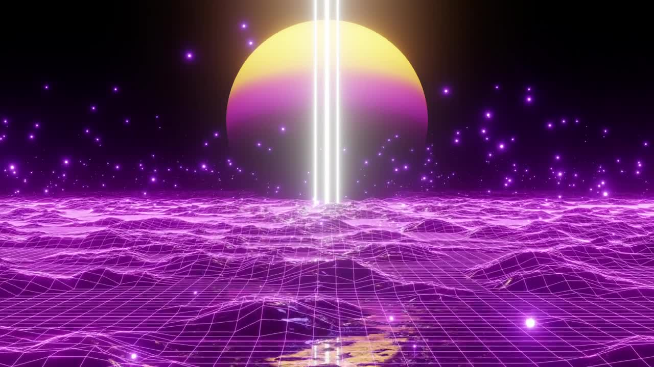 Stock Video Cyberpunk Style Planetary Surface With Space View Live Wallpaper For PC - Free Download