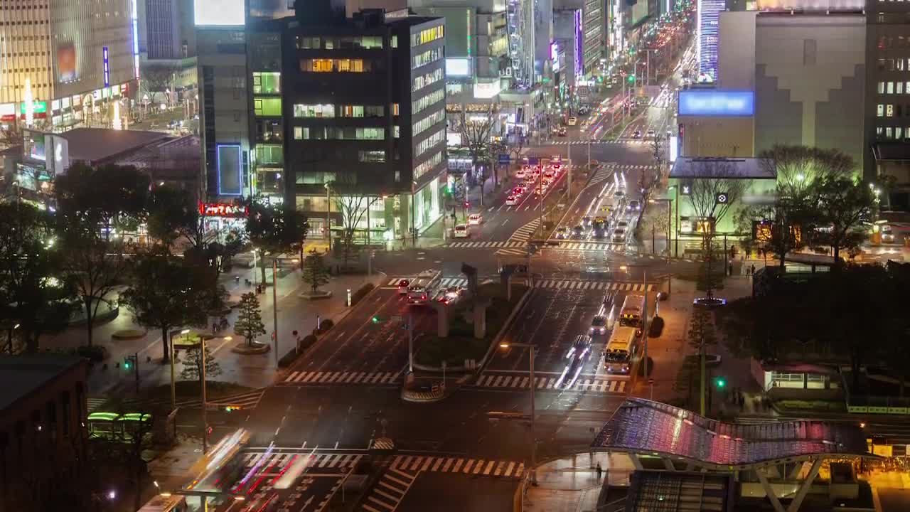 Stock Video Nagoya City Landscape With Traffic At Night Live Wallpaper - Free Download