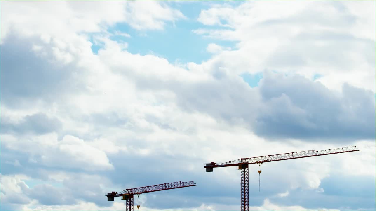 Stock Video Construction Crane Towers Under Cloudy Sky Live Wallpaper For PC - Free Download
