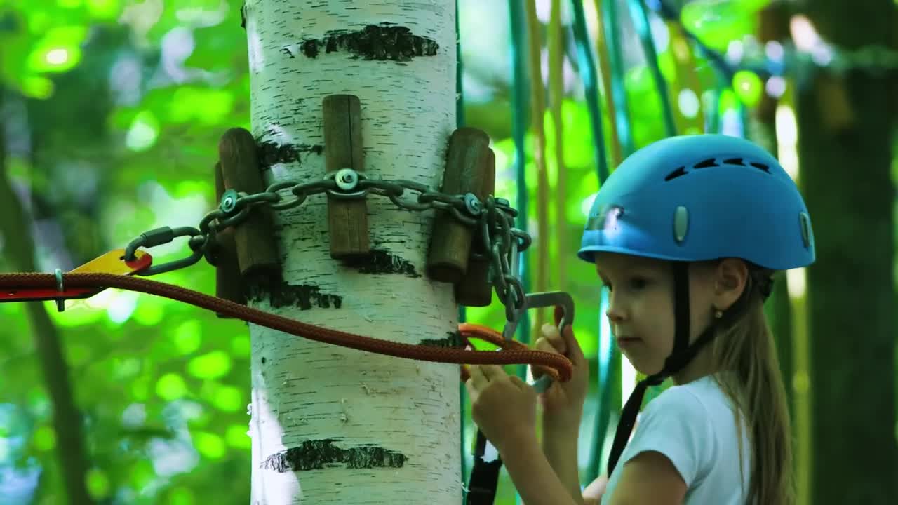 Stock Video Girl Fastened To A Harness Crosses A Forest Live Wallpaper For PC - Free Download