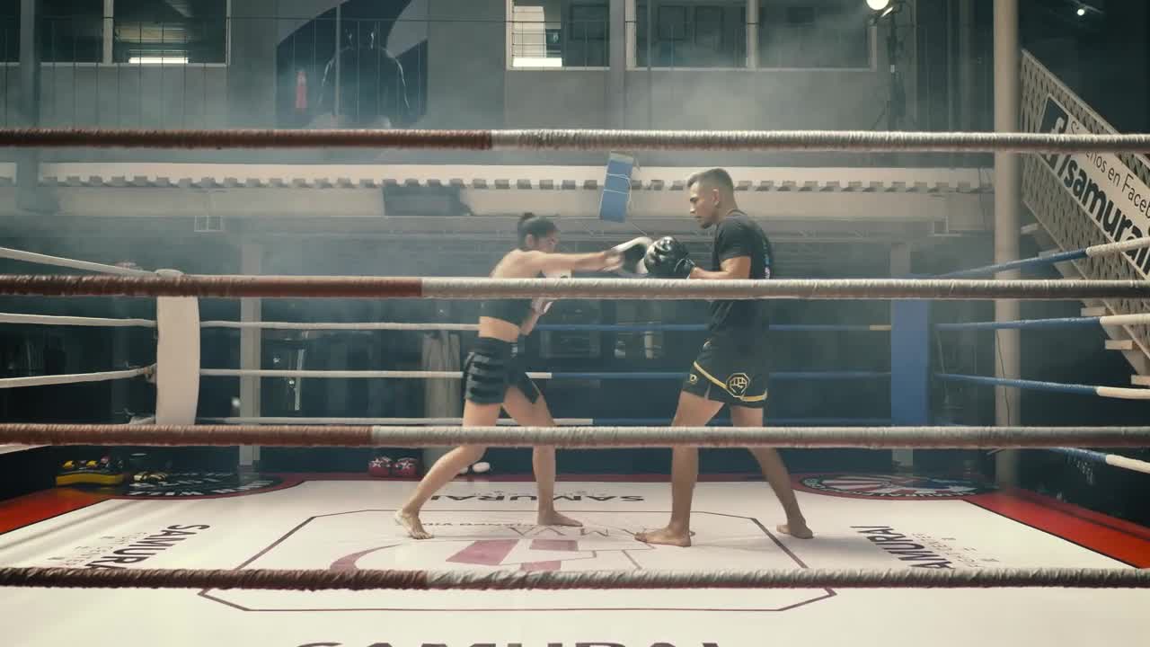 Stock Video Female Kickboxer Training With Her Coach Live Wallpaper For PC - Free Download