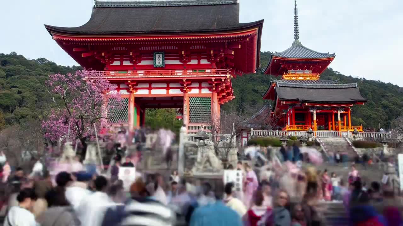 Stock Video Kyoto Historic Temple With Tourism Animated Wallpaper - Free Download
