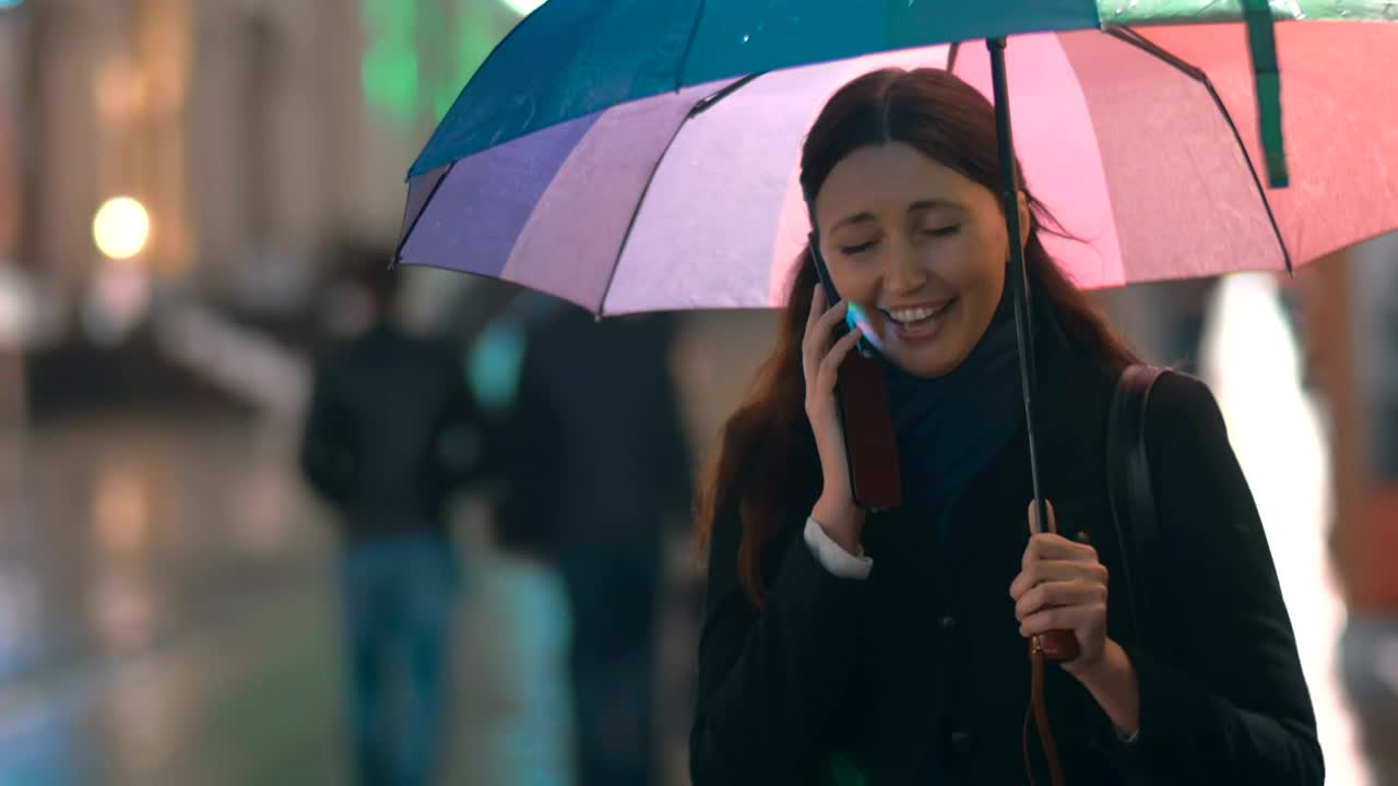 Video Stock Chatting On The Phone Under An Umbrella Live Wallpaper For PC - Free Download