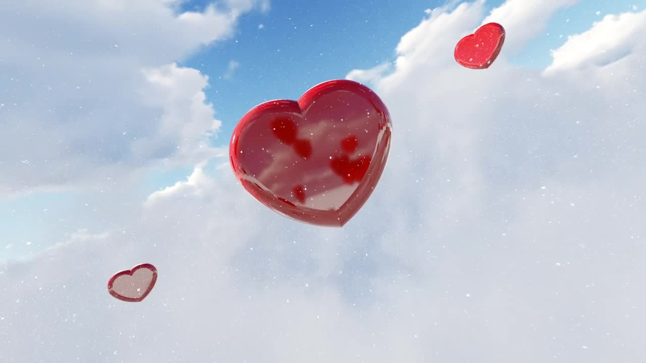 Stock Video Flying Red Hearts In The Sky Live Wallpaper For PC - Free Download