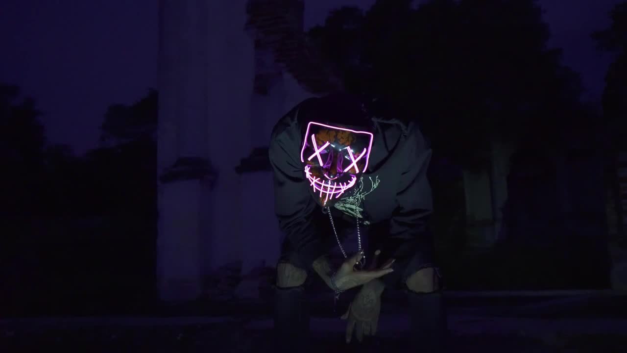 Free Stock Video Scary Clown Wearing A Led Mask Live Wallpaper - Free Download