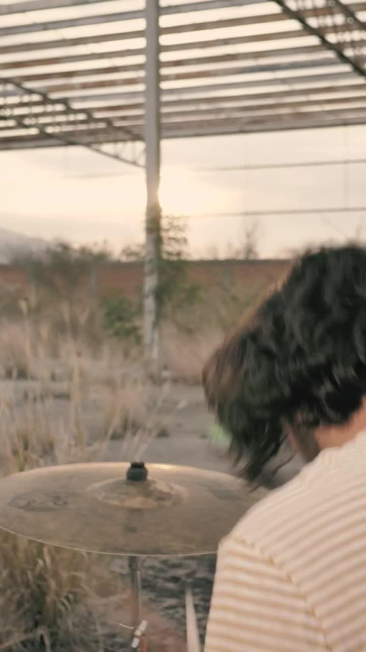 Stock Video Drummer Playing Intensely In A Deserted Place Live Wallpaper For PC - Free Download
