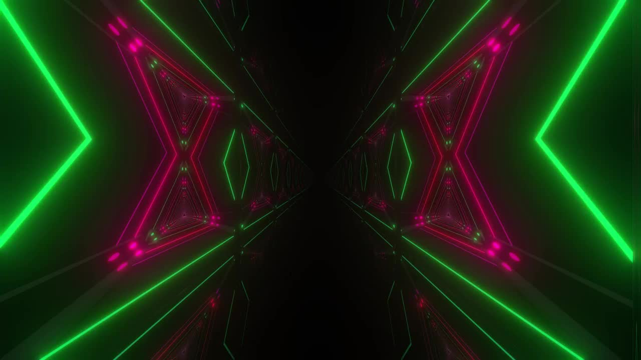 Stock Video Dark Corridor With Moving Neon Light Pattern Walls Live Wallpaper For PC - Free Download
