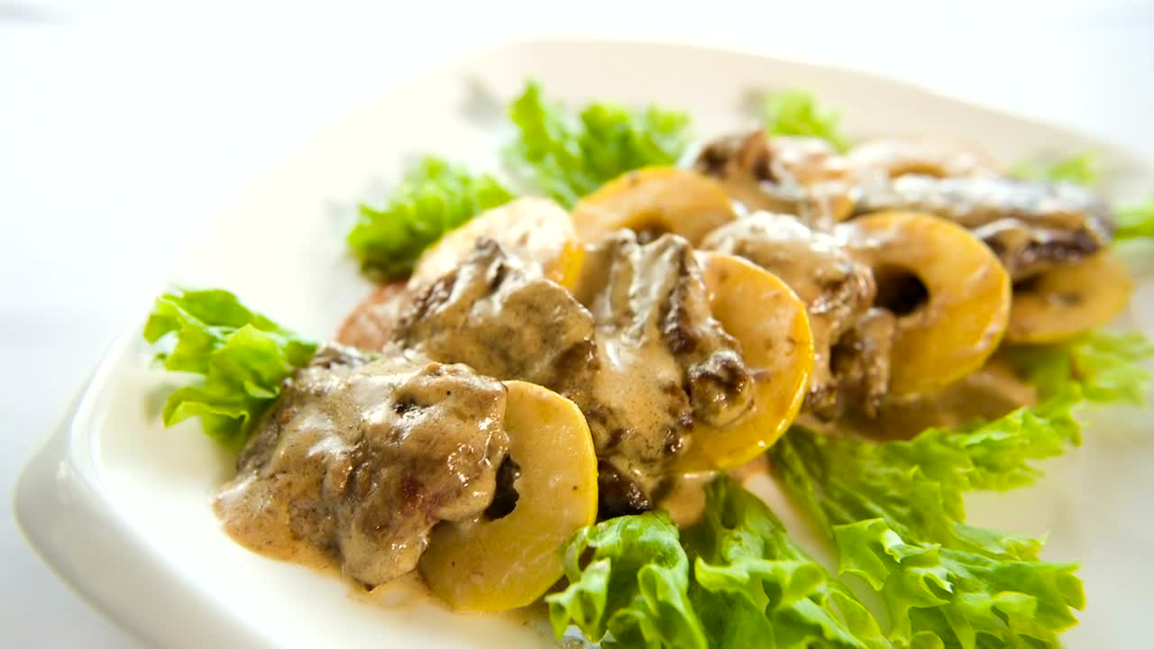 Stock Video Meat Dish With Pineapple And Lettuc Animated Wallpaper - Free Download