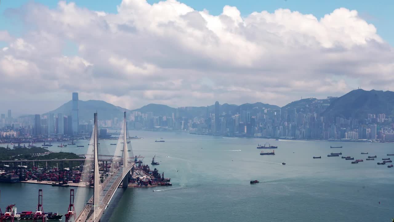 Stock Video Famous Hong Kong Bridge And Cityscape Live Wallpaper For PC - Free Download