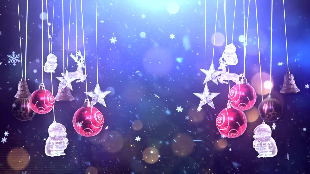 Stock Video Hanging Christmas Balls And Ornaments While Snowing Animated Wallpaper - Free Download
