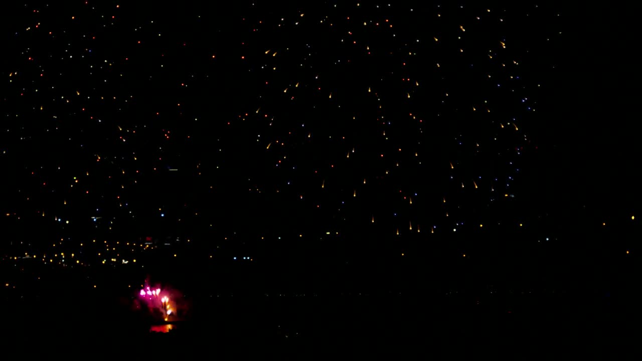 Stock Video Huge Celebration With Fireworks In The Night Animated Wallpaper - Free Download