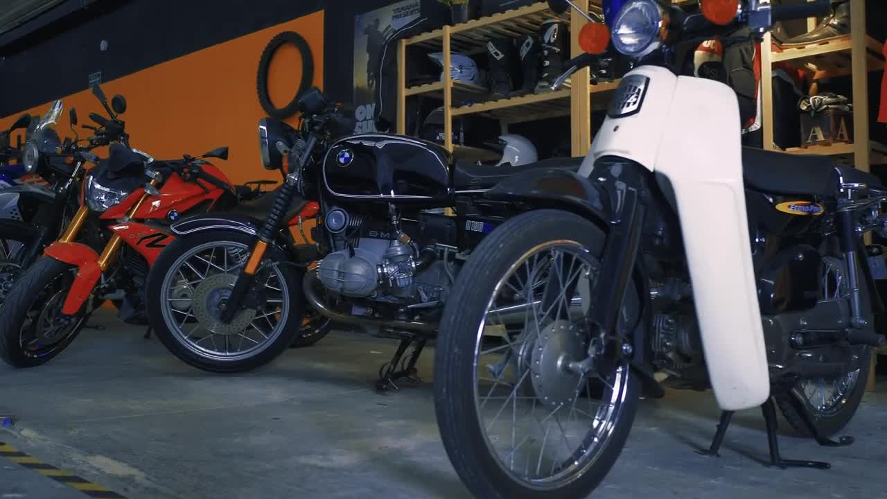 Stock Video Many Motorcycles Parked In A Row In A Garag Animated Wallpaper - Free Download