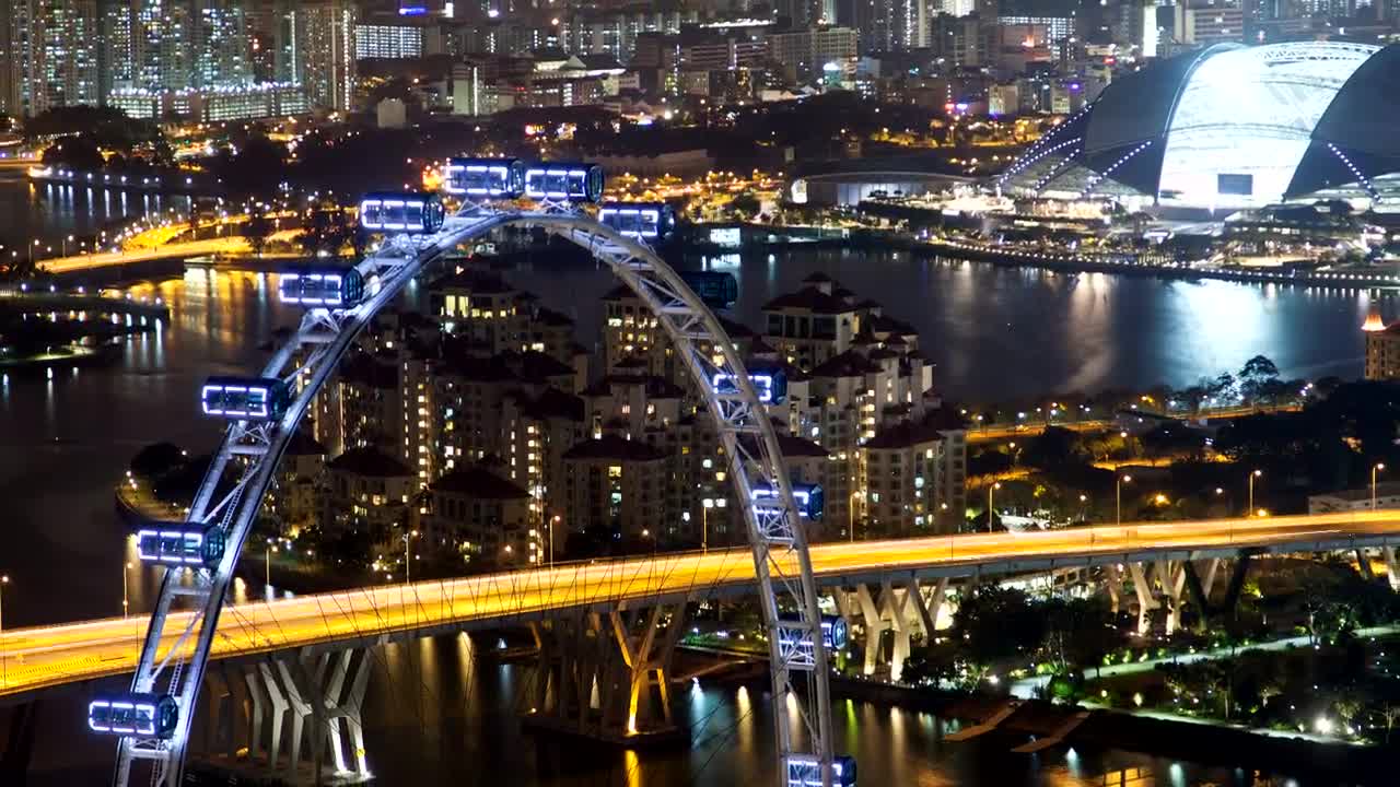 Stock Video Ferris Wheel And The Singapore City Scape Live Wallpaper For PC - Free Download