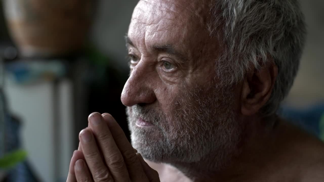 Stock Video Old Poor Man Praying Live Wallpaper - Free Download