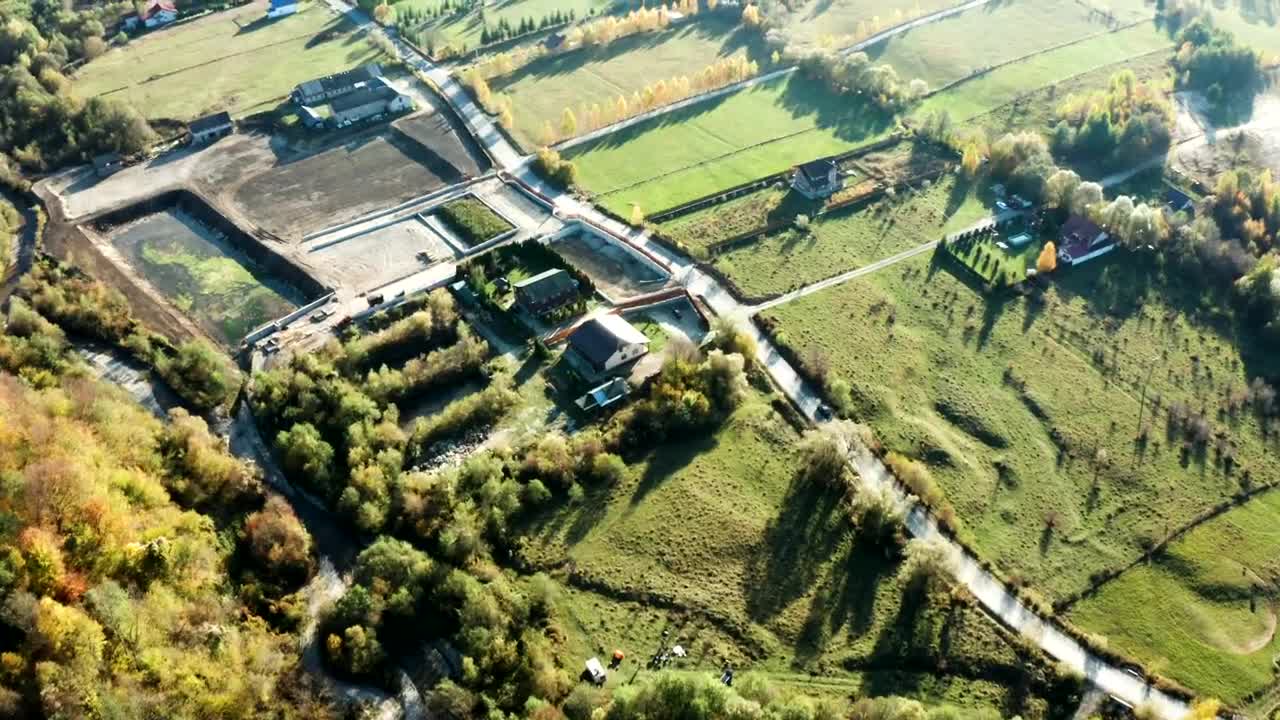 Stock Video Drone Flying Above Country Houses Live Wallpaper For PC - Free Download