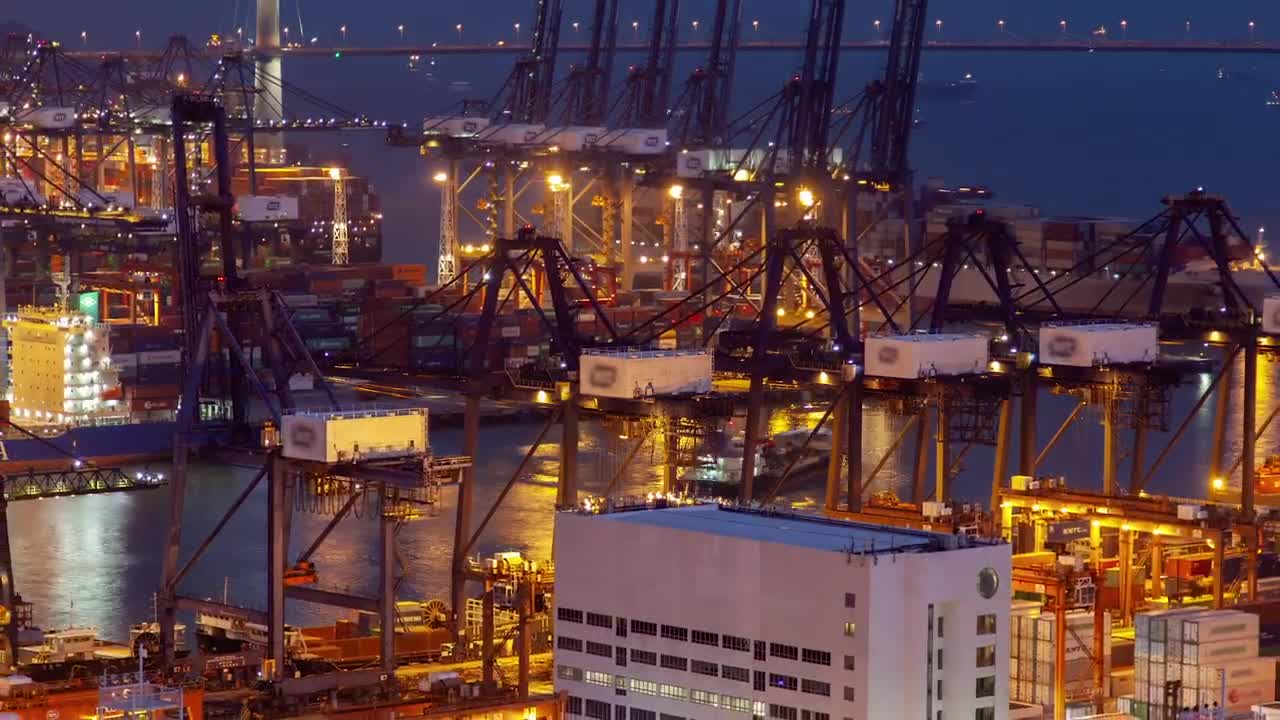Stock Video Giant Cranes Working At Hong Kong Trading Port Live Wallpaper For PC - Free Download