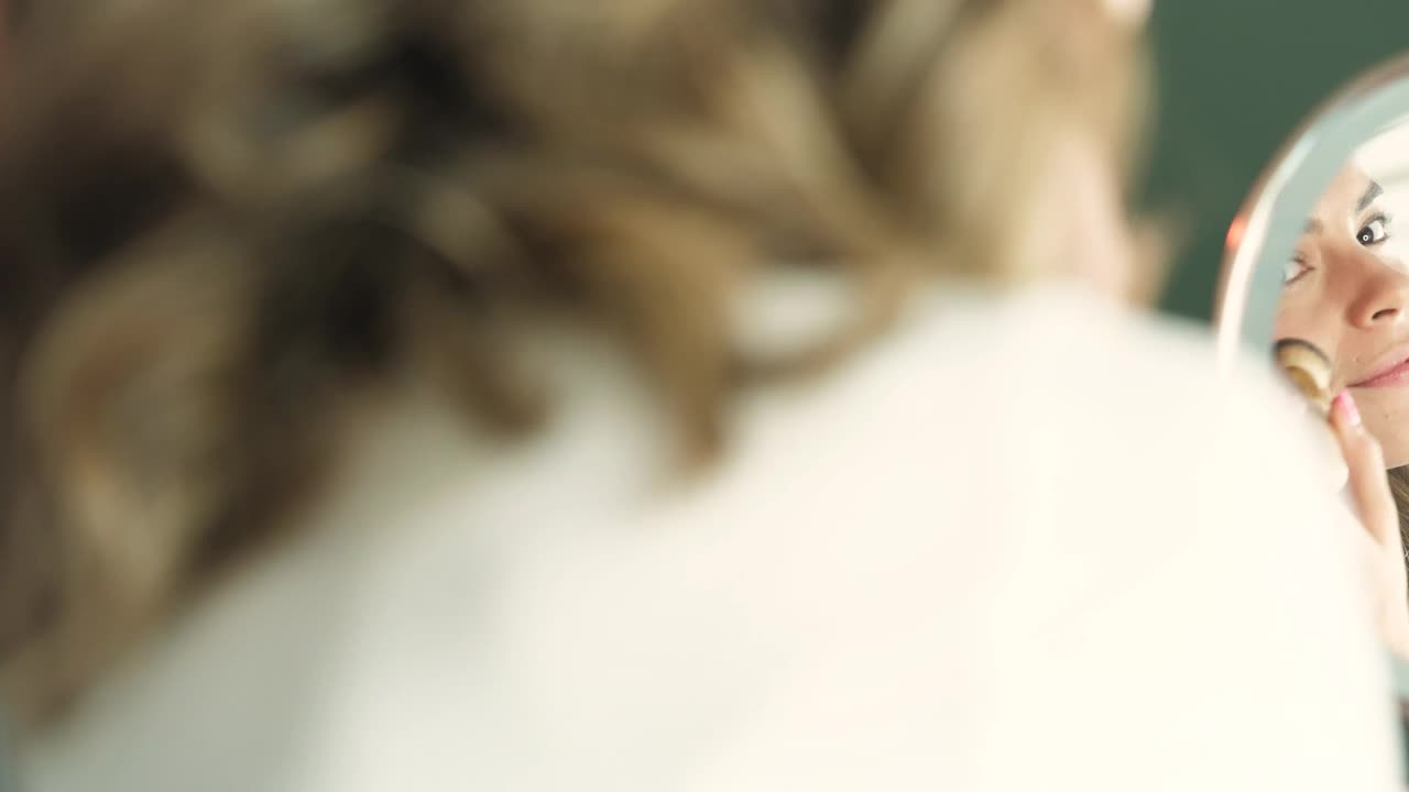 Stock Footage Woman Applying Her Blush Live Wallpaper - Free Download