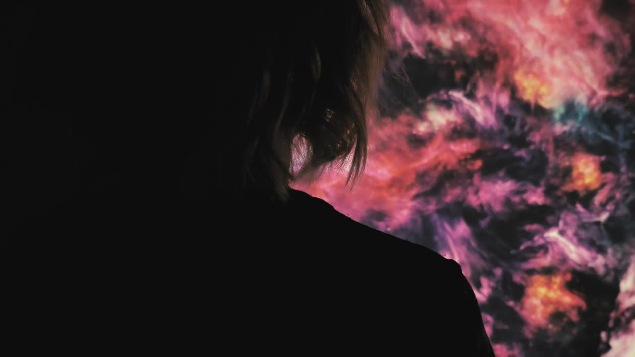 Stock Video Person Appreciating An Image Of A Nebula Live Wallpaper - Free Download