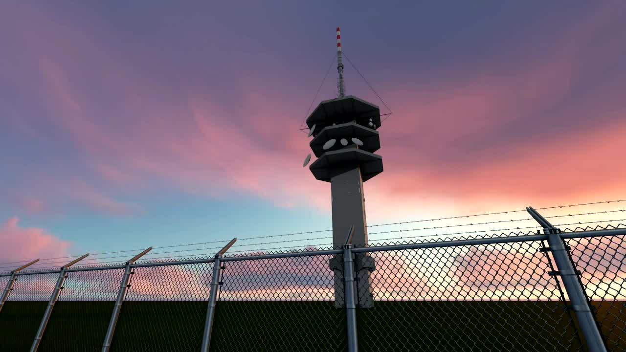 Free Video Stock tower with antennas in a fenced field d render Live Wallpaper - Free Download
