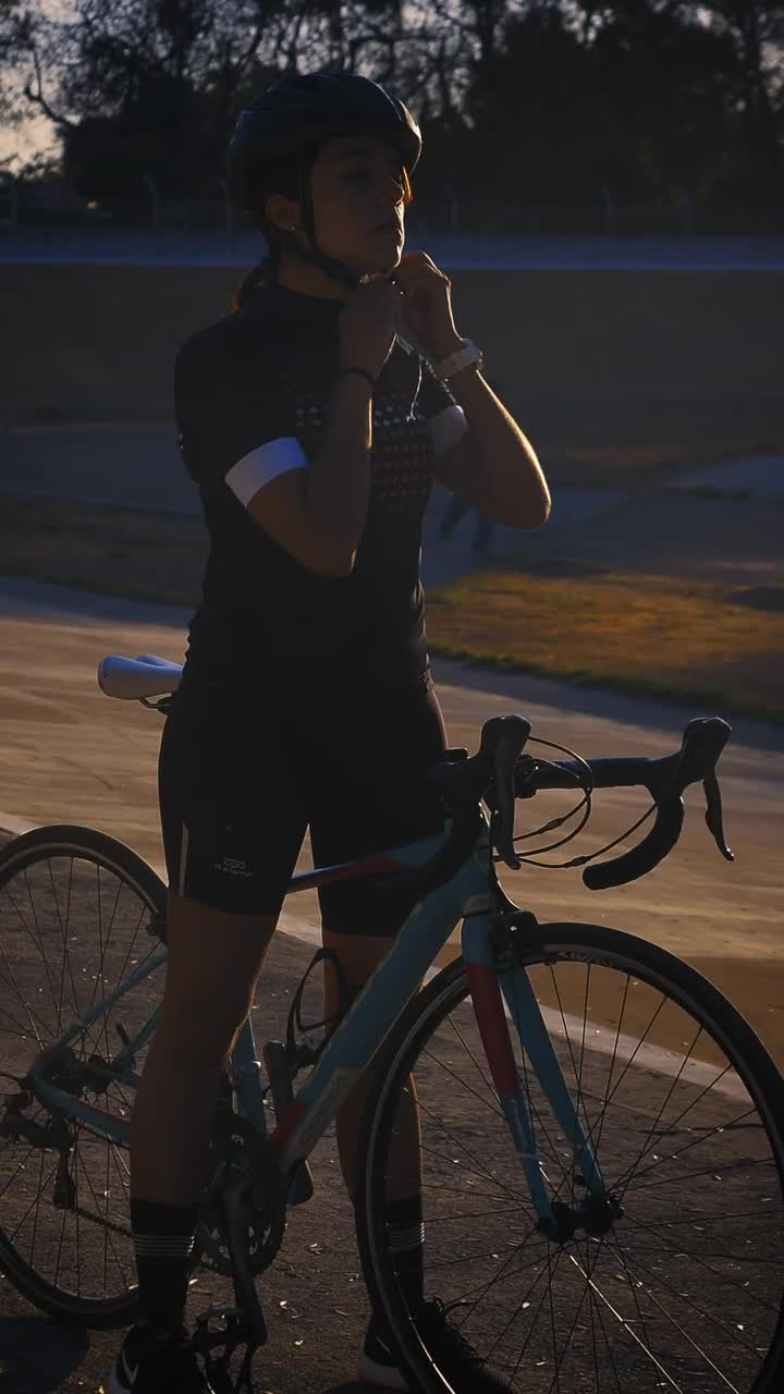 Stock Video Cyclist Girl Putting On Her Helmet Before Training Live Wallpaper For PC - Free Download