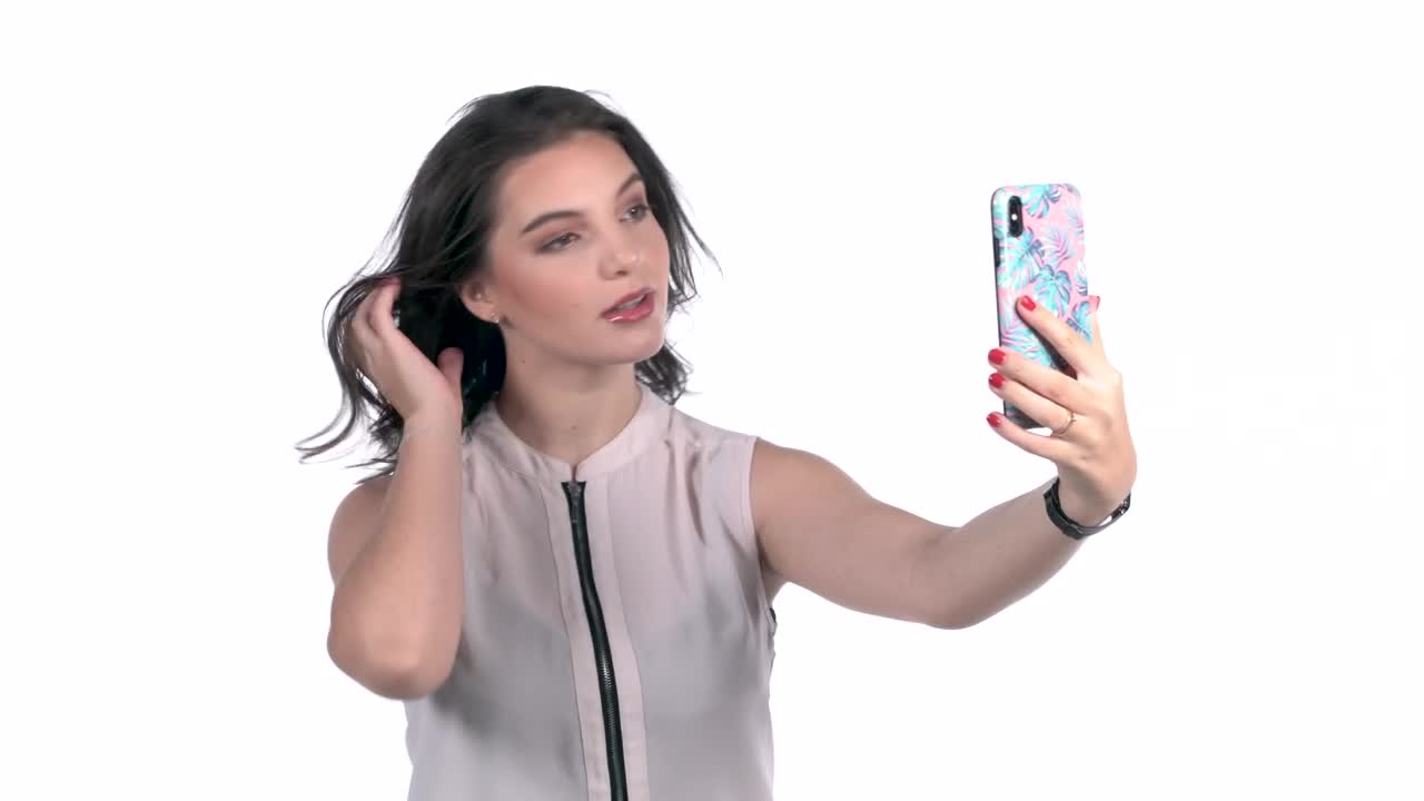 Free Stock Video Young Woman Takes Selfies With A Smartphone Live Wallpaper - Free Download