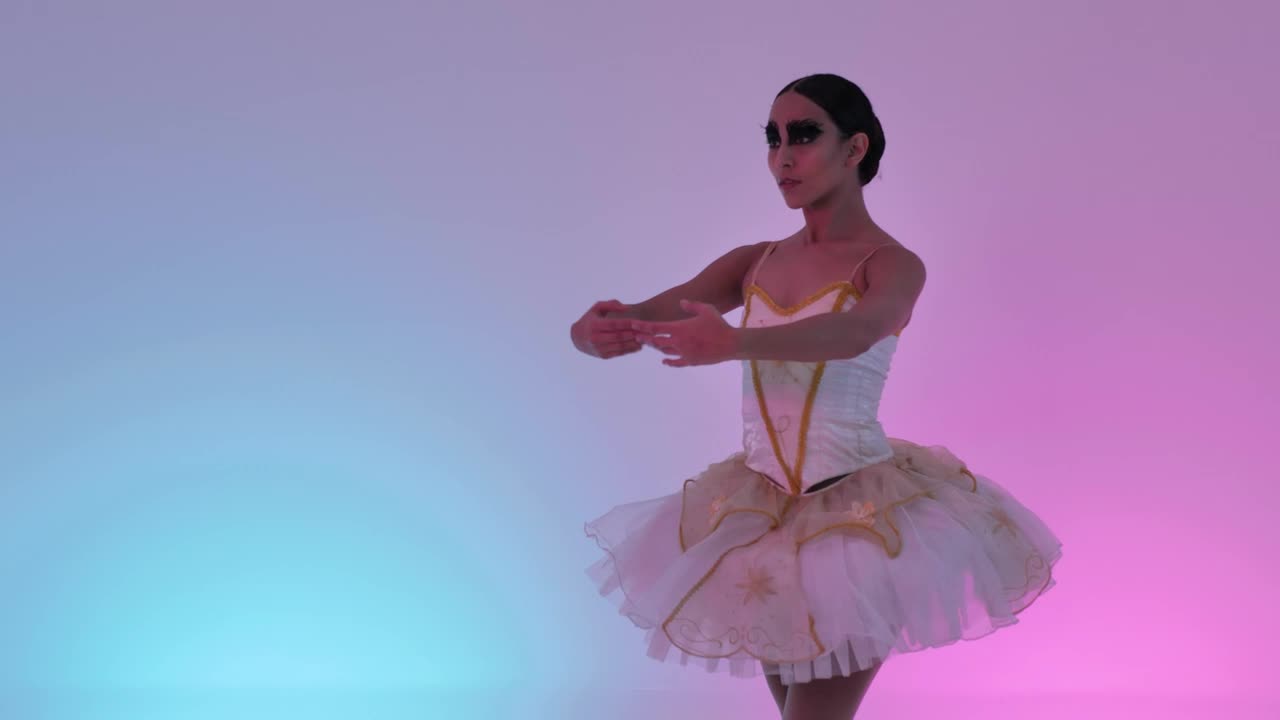 Free Stock Video Young Ballerina Doing Movements On A Colorful Background Live Wallpaper - Free Download