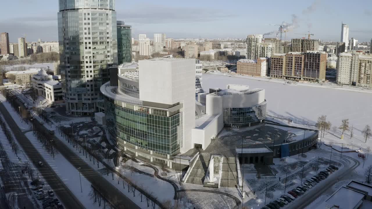 Stock Video Drone Flying High Above A Modern City Live Wallpaper For PC - Free Download