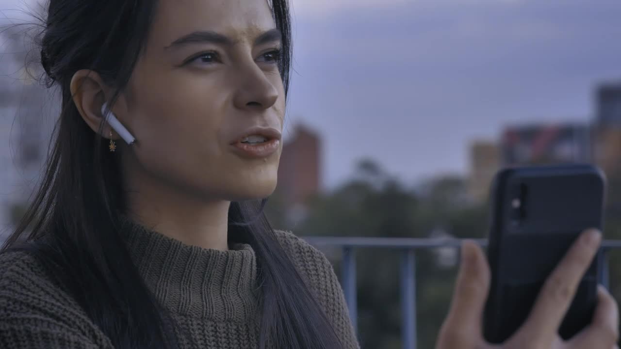 Stock Video Face Of A Woman Having A Video Call Outdoors Live Wallpaper For PC - Free Download