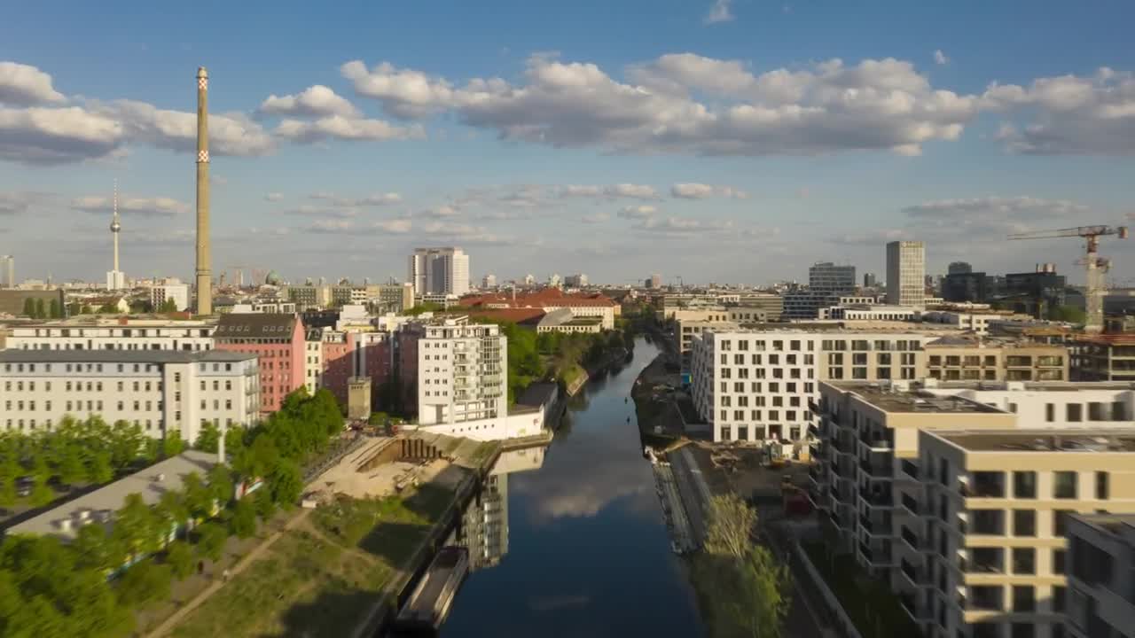 Stock Video Fast Flight Over A Canal Through Berlin Live Wallpaper For PC - Free Download
