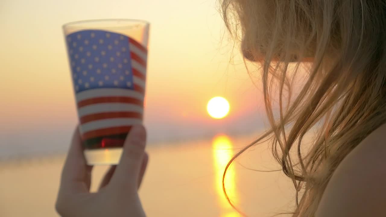 Stock Video Drinking From A Glass With The American Flag Live Wallpaper For PC - Free Download
