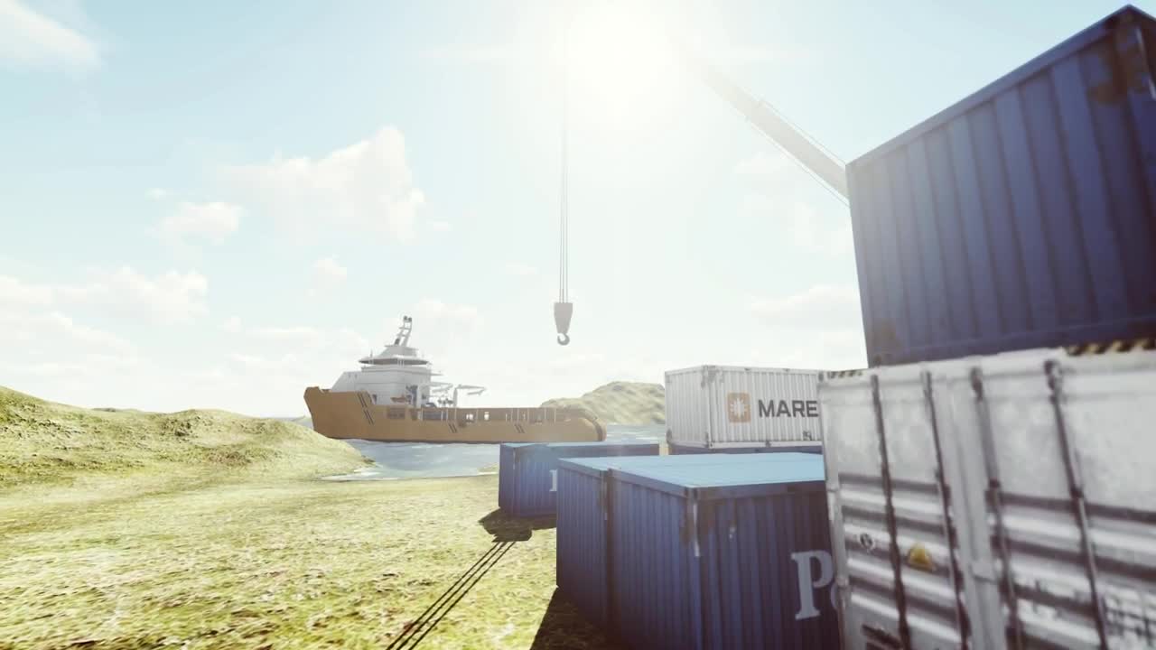 Stock Video Containers Near A Crane And A Cargo Ship Live Wallpaper For PC - Free Download