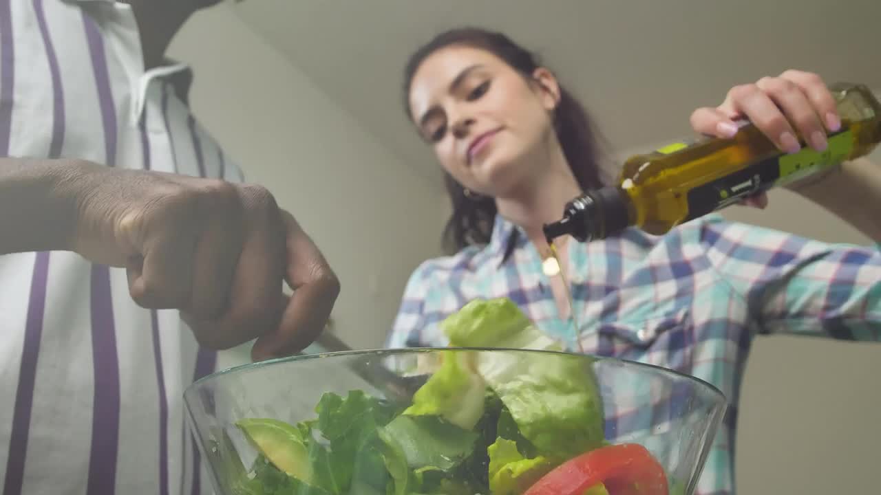 Free Stock Video Woman Pouring Olive Oil Over Salad Live Wallpaper - Free Download