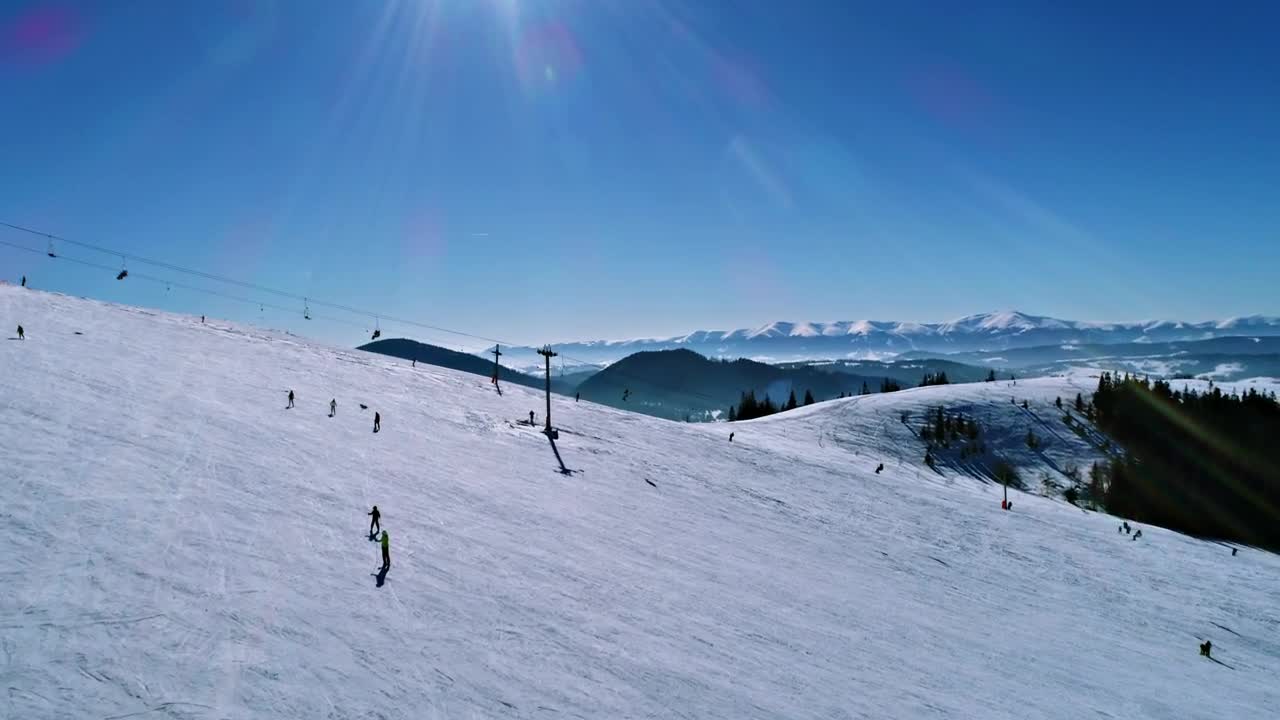 Free Video Stock Skiers Enjoying A Sunny Day In The Mountains Live Wallpaper - Free Download
