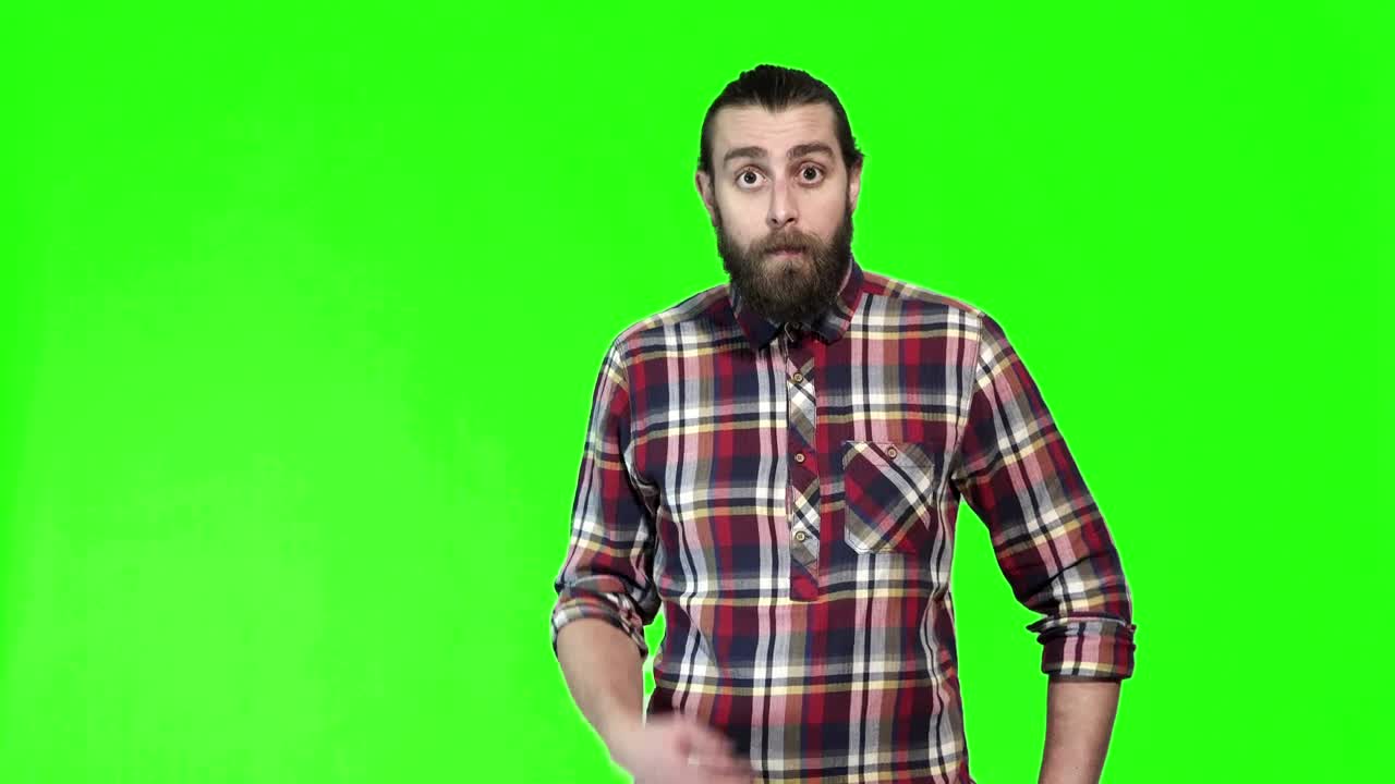 Free Video Stock surprised man and a green screen Live Wallpaper - Free Download