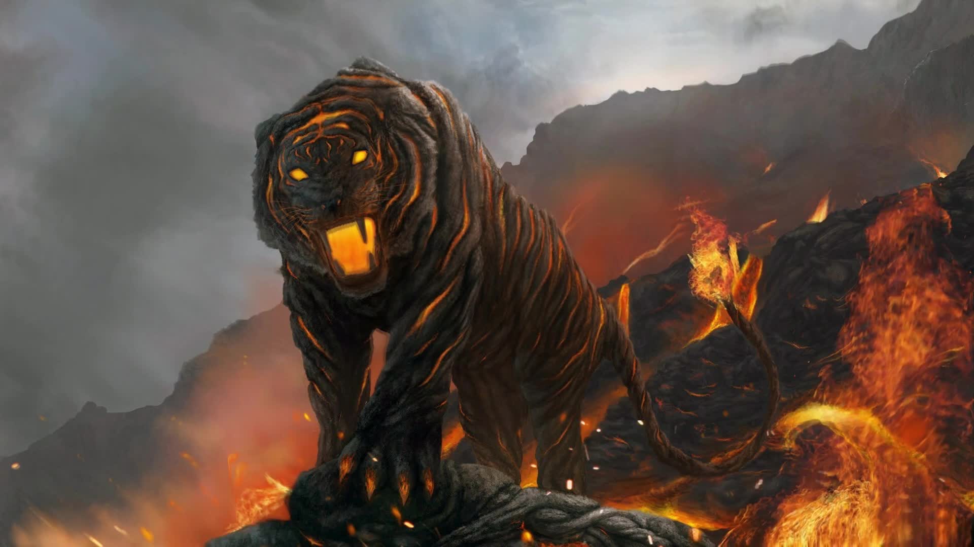 Fantasy  Lava  Tiger  Live  Wallpaper - Free Download