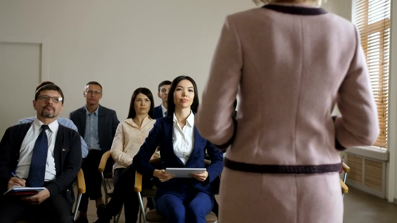 Stock Video Girl Asking In A Formal Meeting With More People Live Wallpaper For PC - Free Download