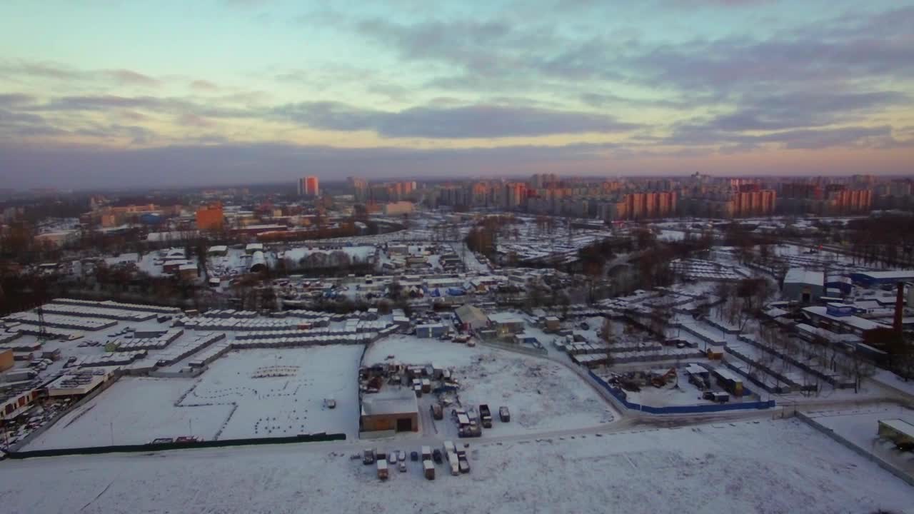 Stock Video Industrial District Covered In Snow Animated Wallpaper - Free Download