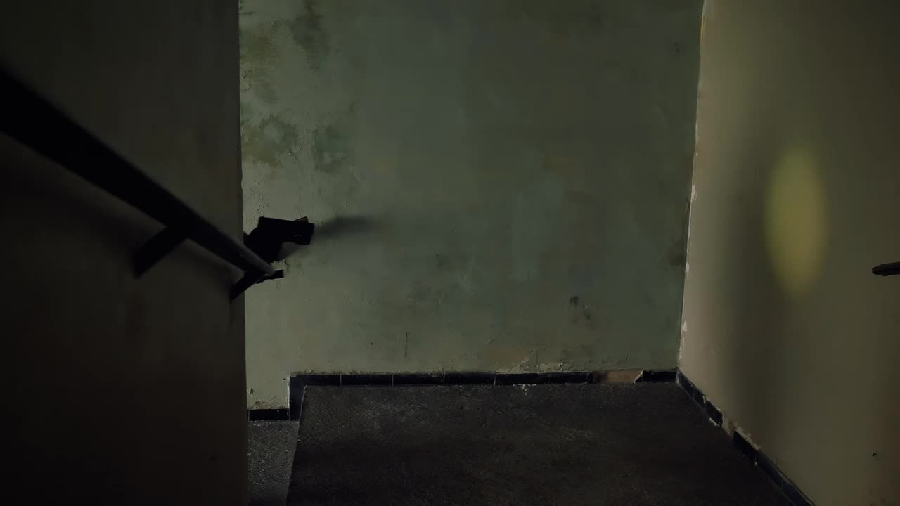 Stock Video Mercenary Going Up The Stairs Aiming His Gu Animated Wallpaper - Free Download
