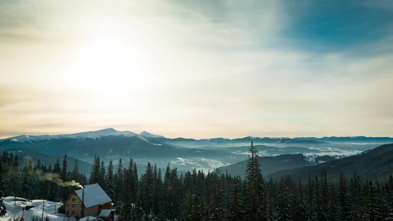 Video Stock Cabin In The Mountains At Sunrise Reverse Video Live Wallpaper For PC - Free Download