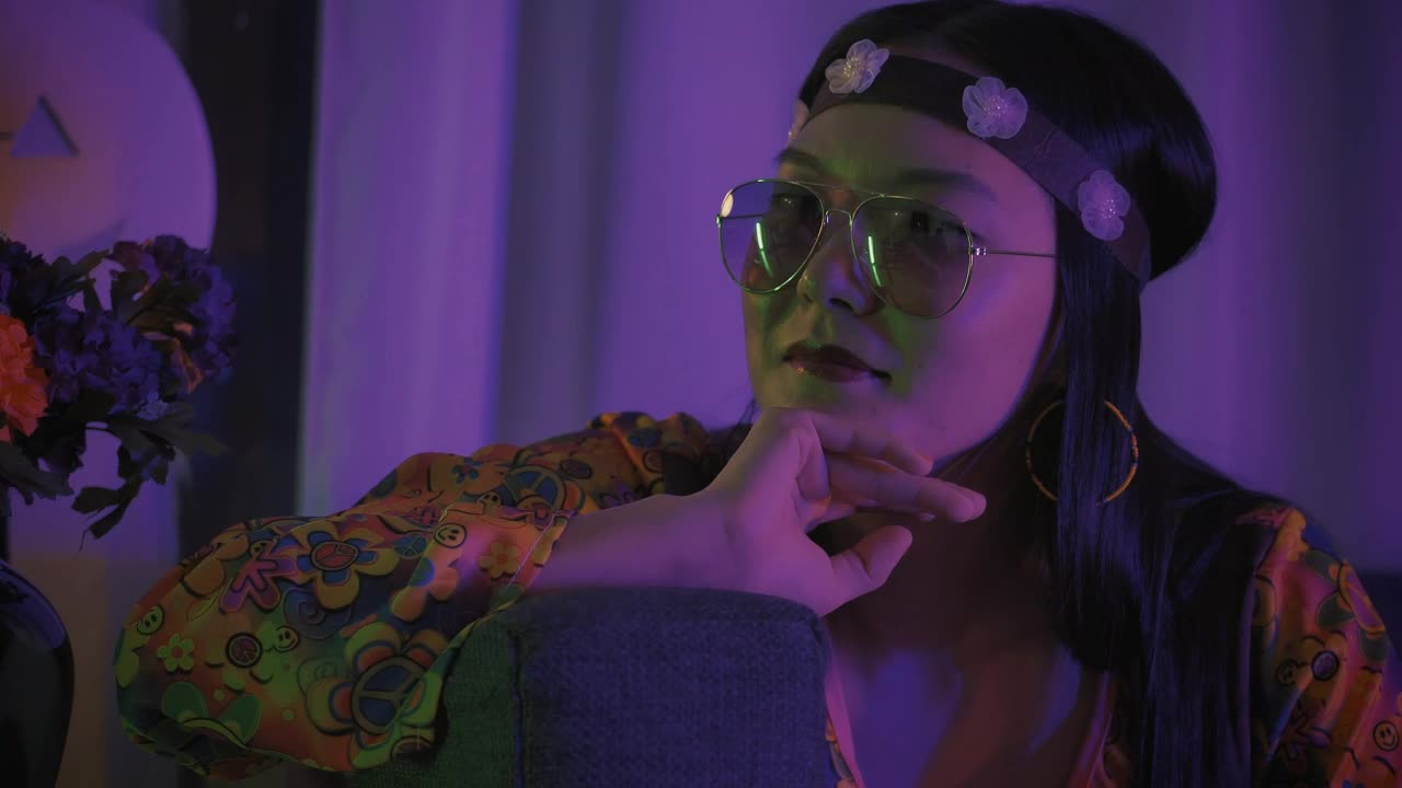 Stock Video Girl Dressed As A Hippie At A Costume Party Live Wallpaper For PC - Free Download