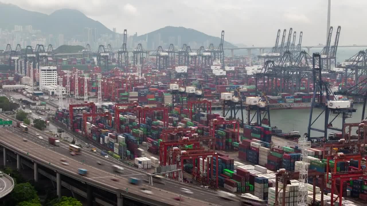 Free Video Stock time lapse of the container port in hong kong Live Wallpaper - Free Download