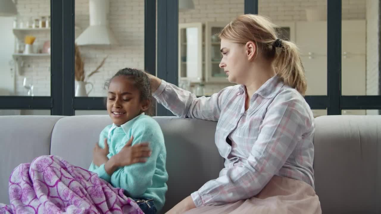 Free Stock Video Sick Girl With Fever Is Cared For By Her Mom Live Wallpaper - Free Download
