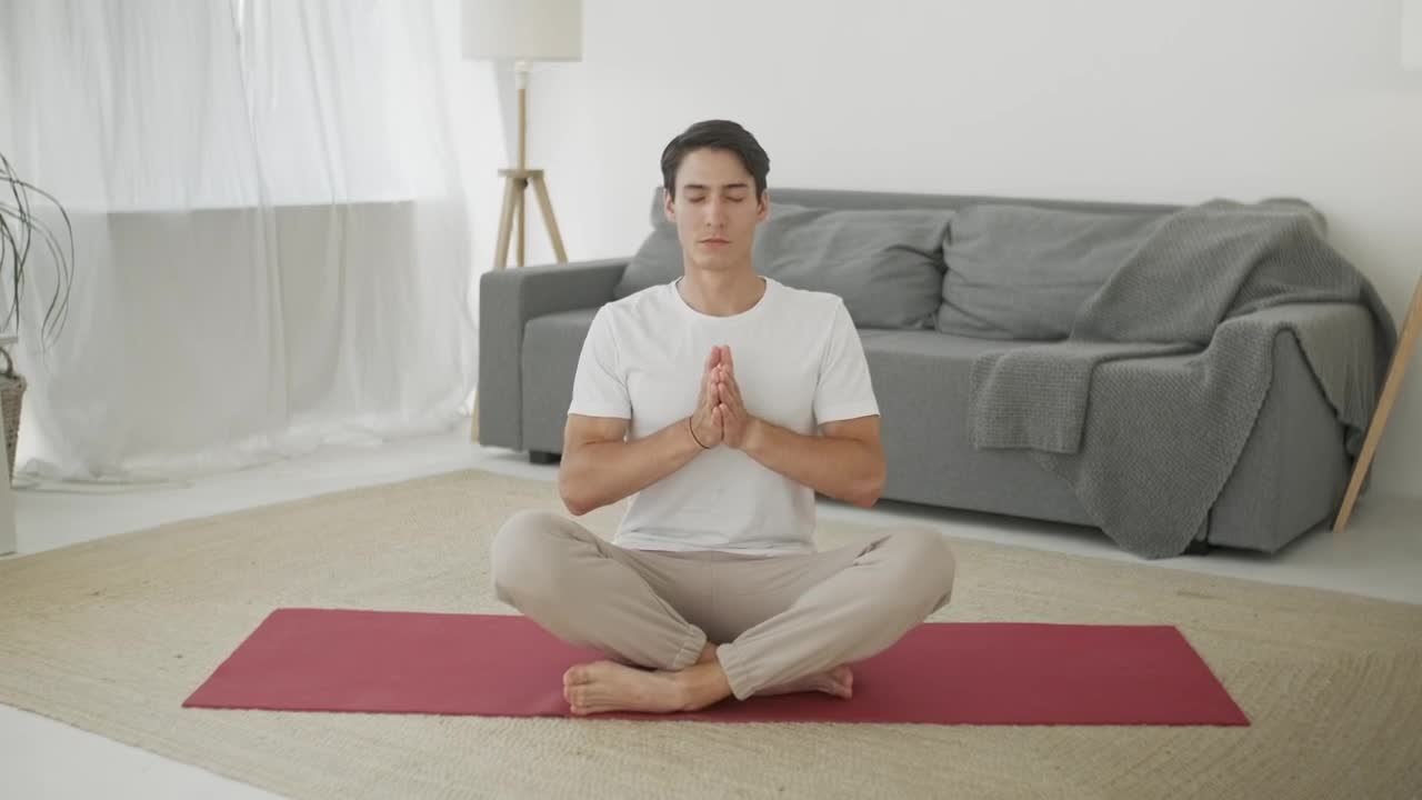 Free Stock Video Young Man Meditating At Home Front View Live Wallpaper - Free Download