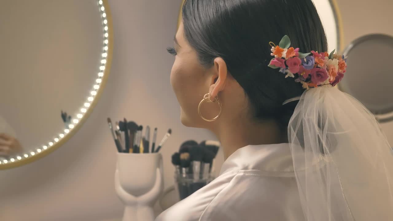 Free Stock Video Woman Preparing For Her Wedding In Front Of The Mirror Live Wallpaper - Free Download