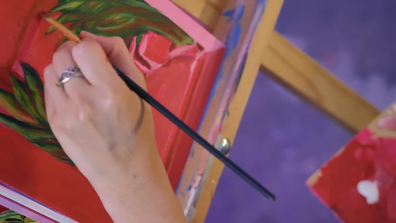 Stock Video Delicate Painting Of An Artist On A Canvas On An Live Wallpaper For PC - Free Download
