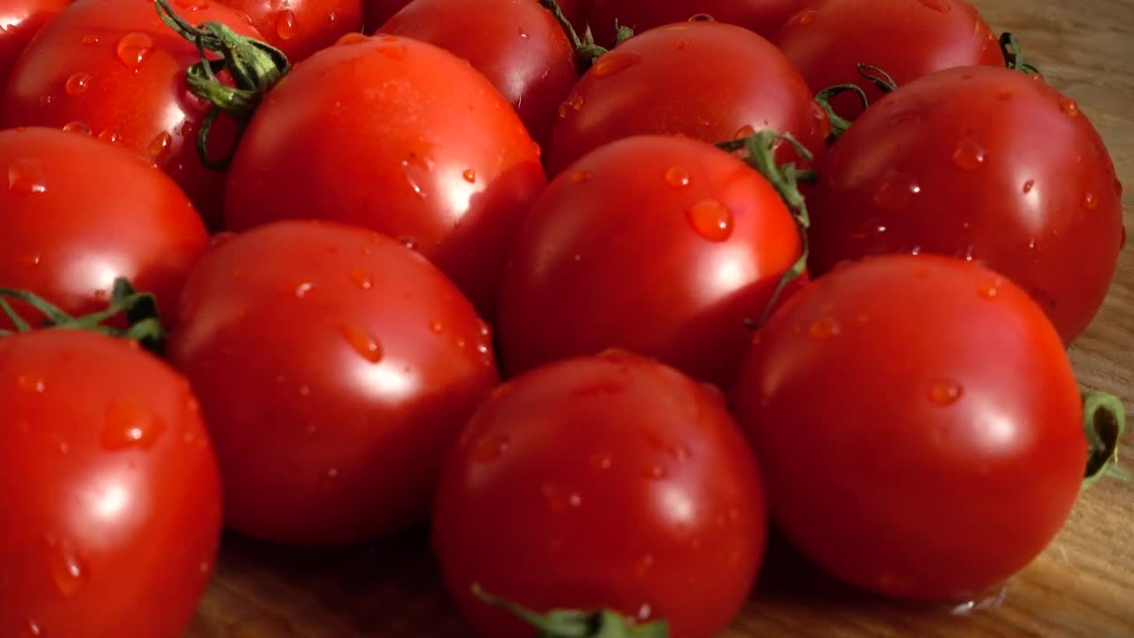 Stock Footage Wet Red Tomatoes On A Board Live Wallpaper - Free Download
