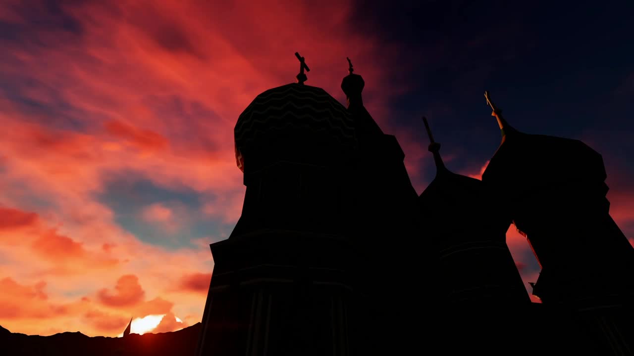 Free Stock Video Silhouette Of Kremlin Church At Sunset 35296Live Wallpaper - Free Download