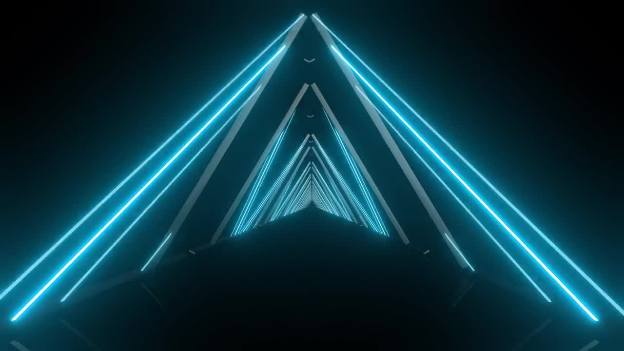 Stock Video Corridor With Triangular Roof With Neon Lights Live Wallpaper For PC - Free Download