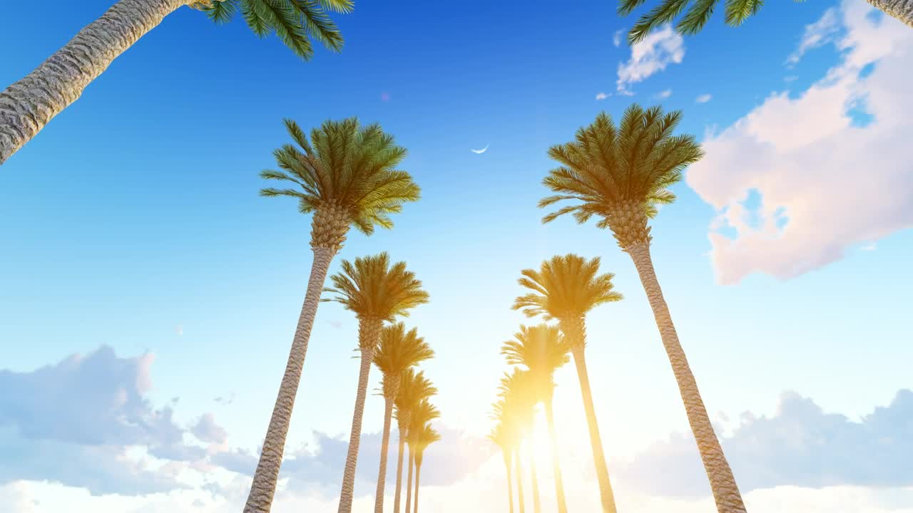 Free Stock Video Walking Down A Hallway Of Tall Palm Trees Live Wallpaper - Free Download